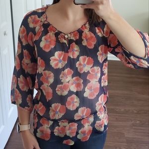 Old Navy Floral Print Sheer Blouse